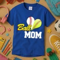Ball Mom Heart Baseball Fan Kids T-Shirt thumb 3