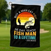 Buy A Man Eat Fish He Day Teach Fish Man To A Lifetime Golf Towel thumb 1