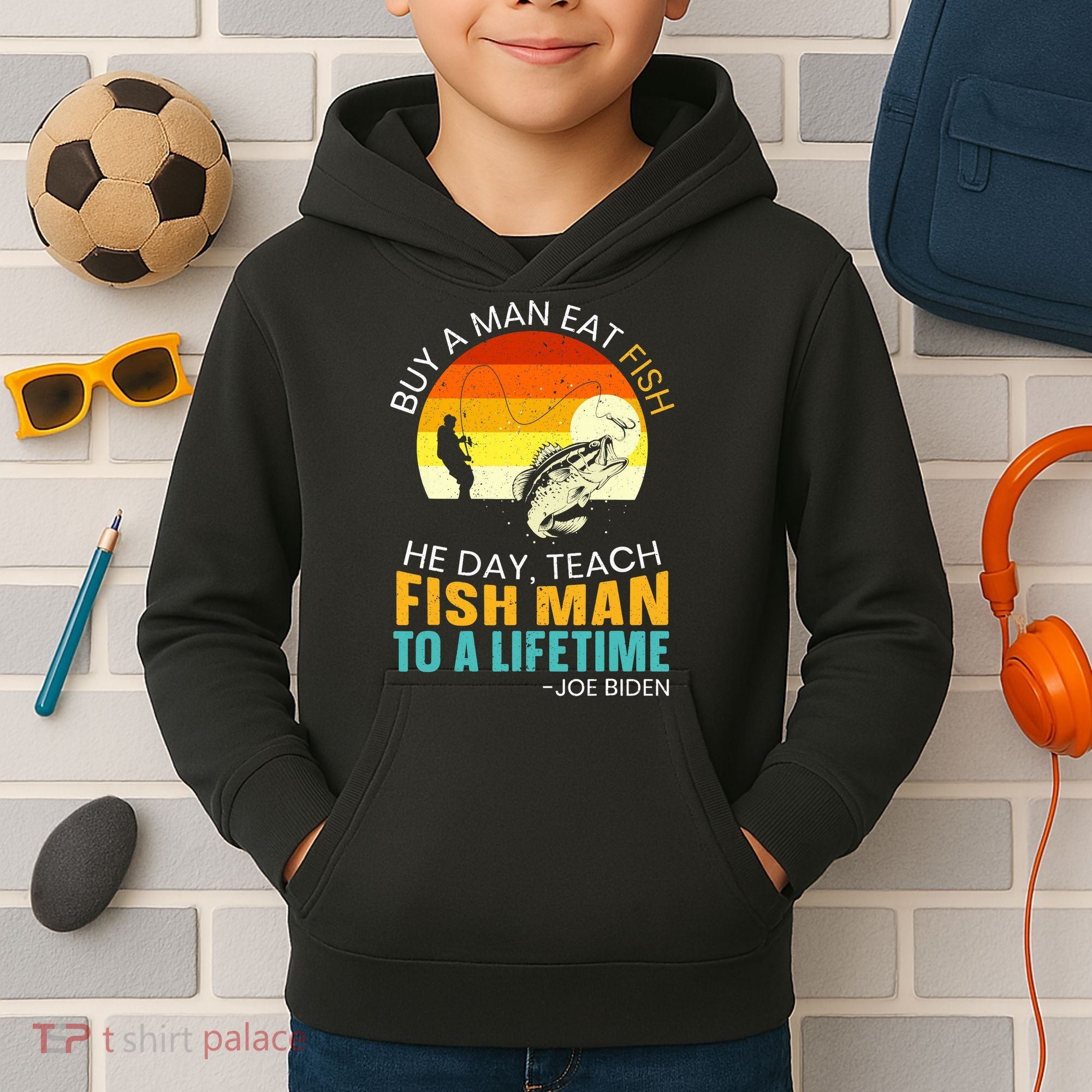 Buy A Man Eat Fish He Day Teach Fish Man To A Lifetime Kids Hoodie