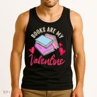 Books Are My Valentine Librarian Book Valentines Day Wo Tank Top thumb 3