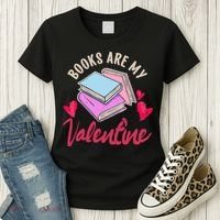 Books Are My Valentine Librarian Book Valentines Day Wo Women's T-Shirt thumb 3