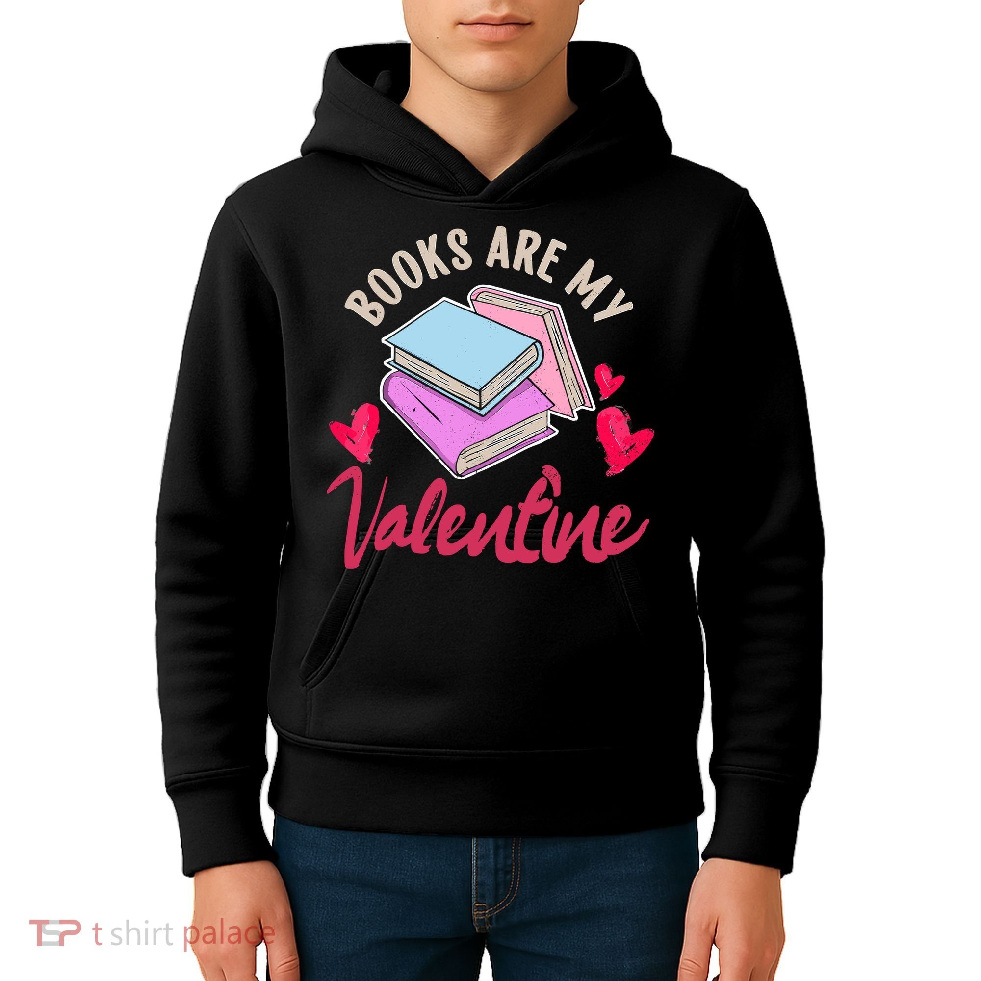 Books Are My Valentine Librarian Book Valentines Day Wo Kids Hoodie