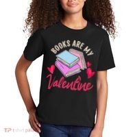 Books Are My Valentine Librarian Book Valentines Day Wo Kids T-Shirt thumb 2