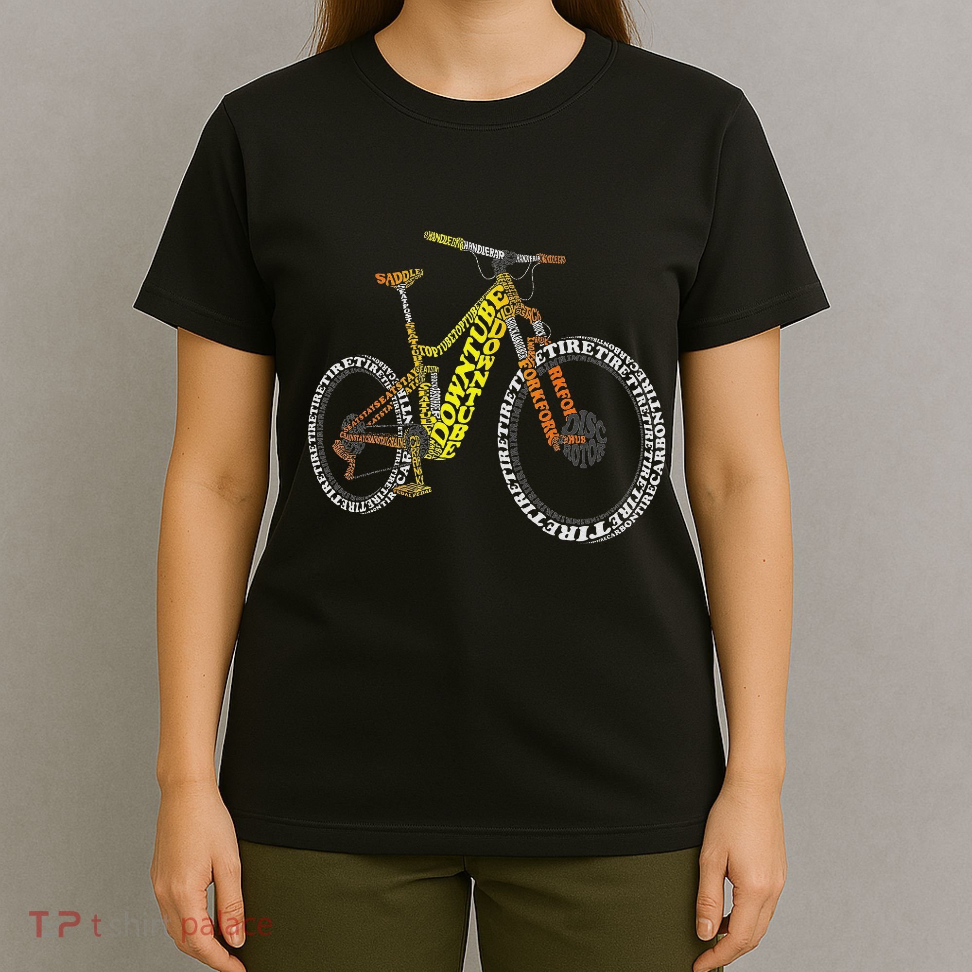 Bicycle Anatomy Mountain Bike Mtb Parts Funny Biker Rider T-Shirt