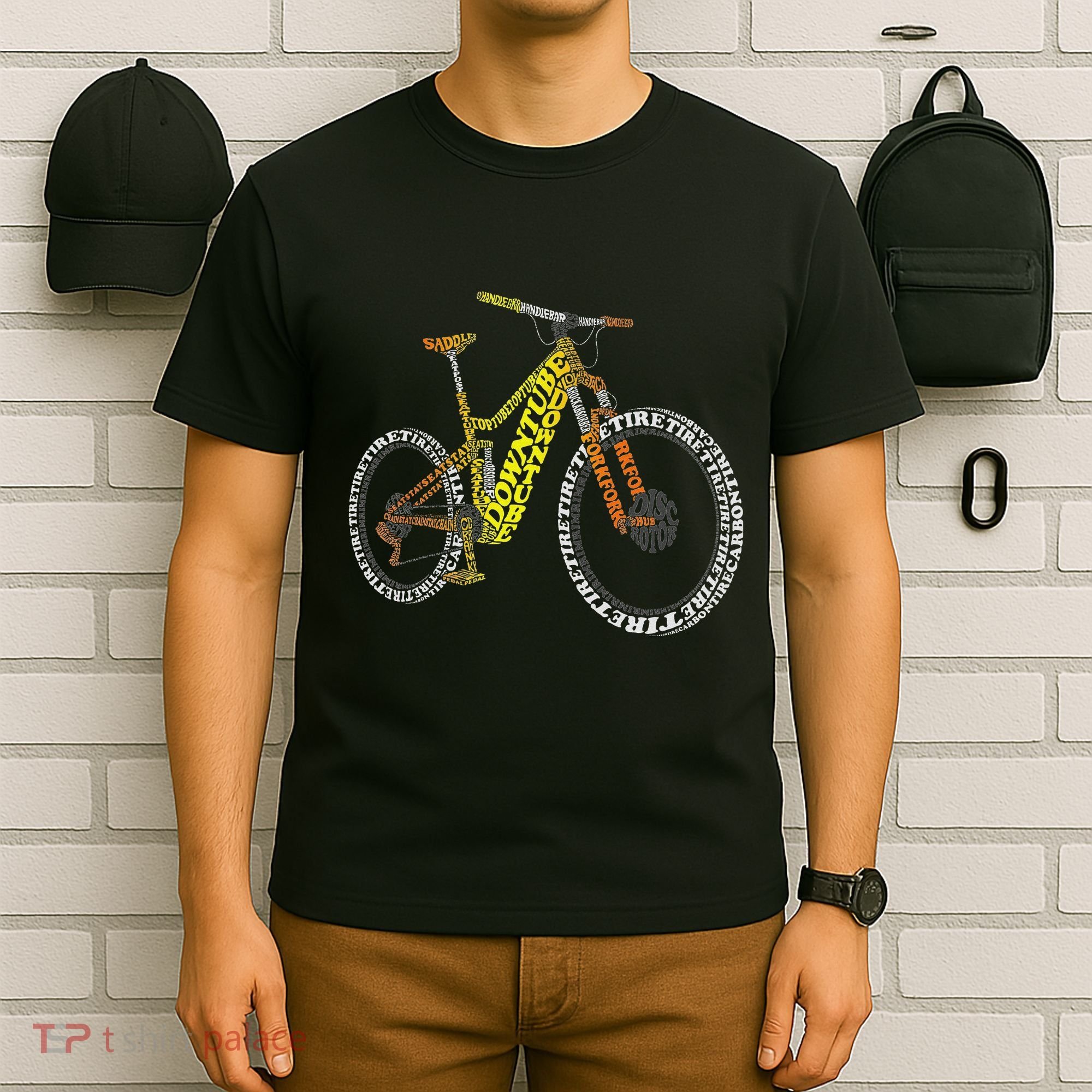 Bicycle Anatomy Mountain Bike Mtb Parts Funny Biker Rider T-Shirt