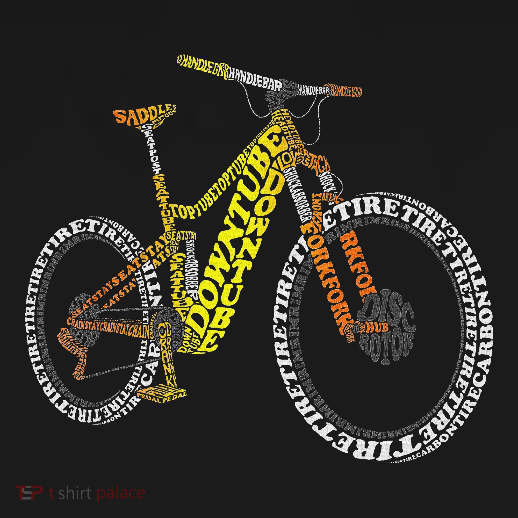 Bicycle Anatomy Mountain Bike Mtb Parts Funny Biker Rider T-Shirt