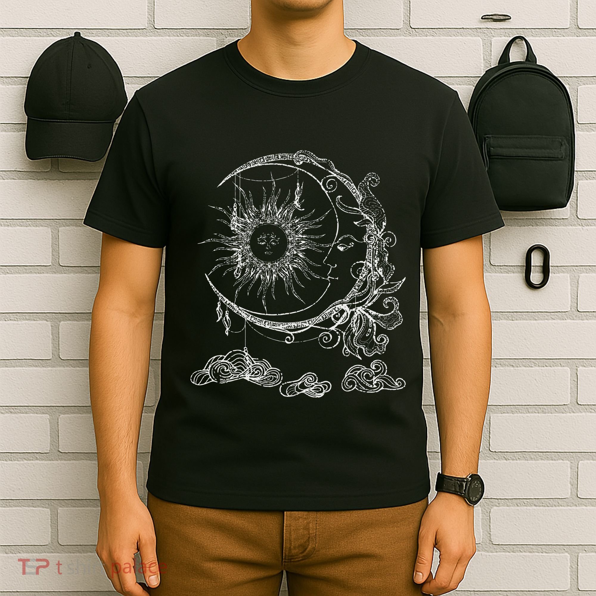 Bohemian Aesthetic Moon Sun Astrology Science Astronomy T-Shirt