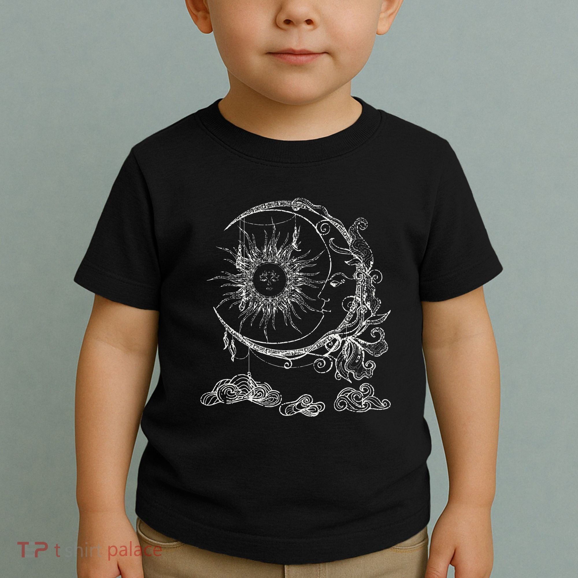 Bohemian Aesthetic Moon Sun Astrology Science Astronomy Toddler T-Shirt