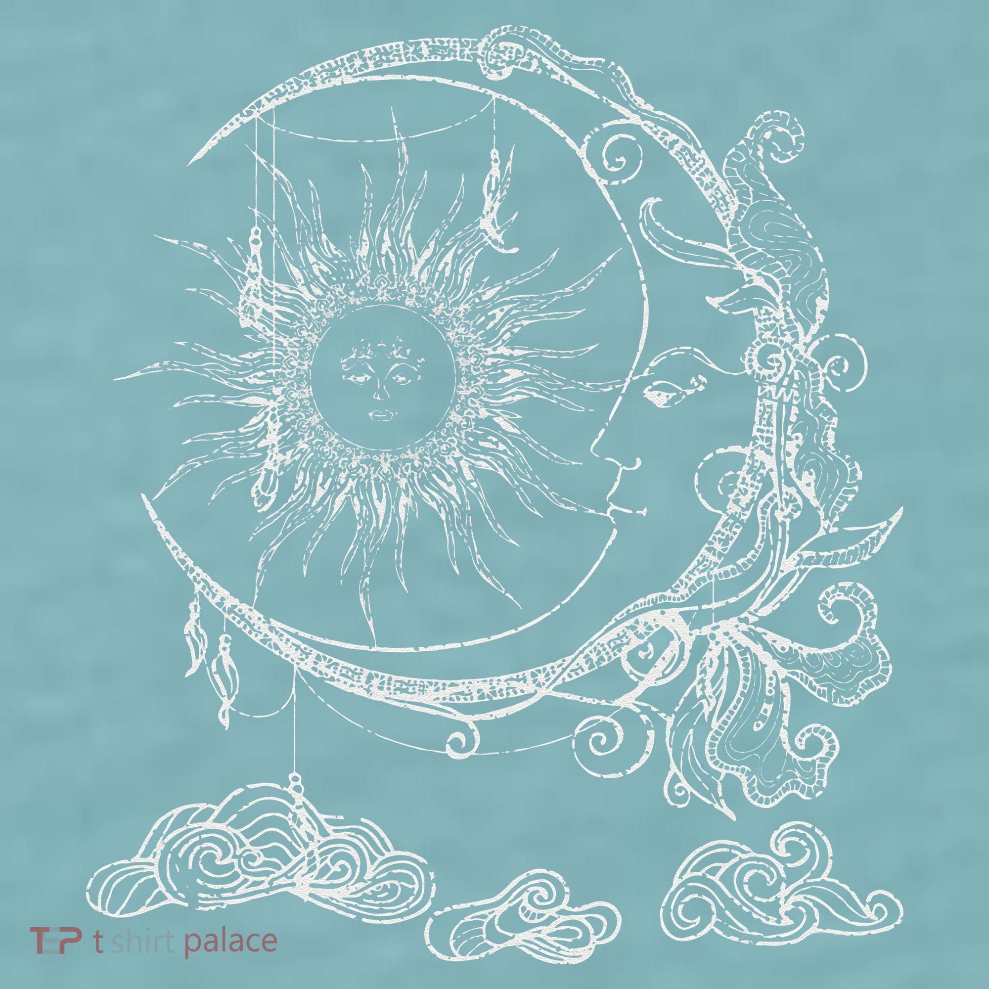 Bohemian Aesthetic Moon Sun Astrology Science Astronomy Sueded Cloud Jersey T-Shirt