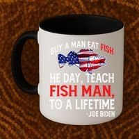 Buy A Man Eat Fish Funny Joe Biden Quote Coffee Mug thumb 2