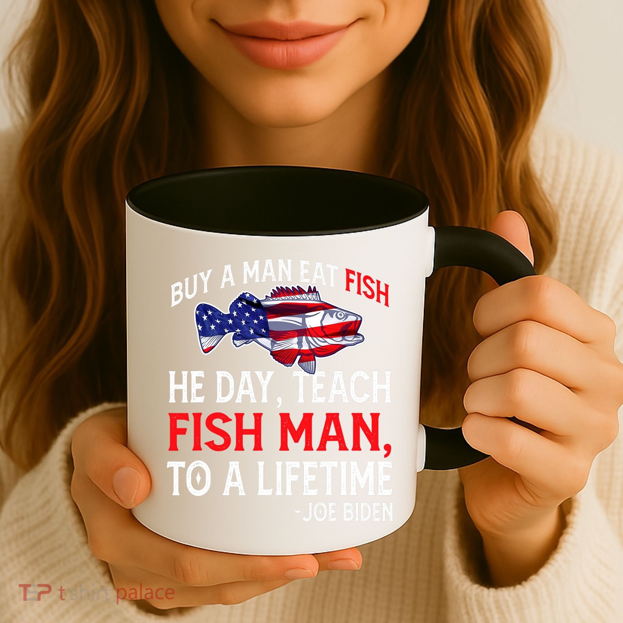 Buy A Man Eat Fish Funny Joe Biden Quote Coffee Mug