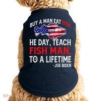 Buy A Man Eat Fish Funny Joe Biden Quote Doggie Tank thumb 0