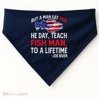 Buy A Man Eat Fish Funny Joe Biden Quote USA-Made Doggie Bandana thumb 0