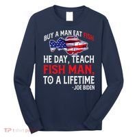 Buy A Man Eat Fish Funny Joe Biden Quote Long Sleeve Shirt thumb 0