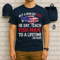 Buy A Man Eat Fish Funny Joe Biden Quote T-Shirt thumb 6