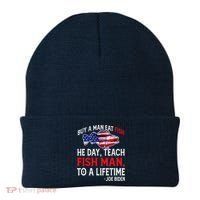 Buy A Man Eat Fish Funny Joe Biden Quote Beanie thumb 0