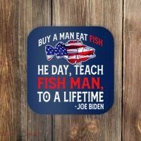 Buy A Man Eat Fish Funny Joe Biden Quote Coaster thumb 0