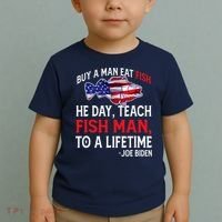 Buy A Man Eat Fish Funny Joe Biden Quote Toddler T-Shirt thumb 2