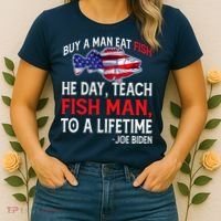 Buy A Man Eat Fish Funny Joe Biden Quote Women's T-Shirt thumb 2