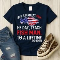 Buy A Man Eat Fish Funny Joe Biden Quote Women's T-Shirt thumb 3