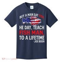 Buy A Man Eat Fish Funny Joe Biden Quote Kids T-Shirt thumb 0