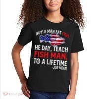 Buy A Man Eat Fish Funny Joe Biden Quote Kids T-Shirt thumb 2