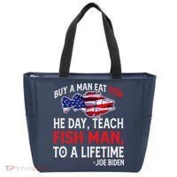 Buy A Man Eat Fish Funny Joe Biden Quote Tote Bag thumb 0