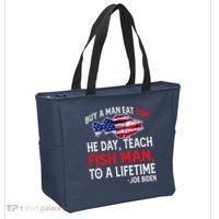 Buy A Man Eat Fish Funny Joe Biden Quote Tote Bag thumb 2