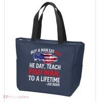 Buy A Man Eat Fish Funny Joe Biden Quote Tote Bag thumb 3
