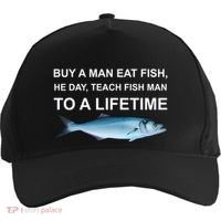 Buy A Man Eat Fish He Day Teach Fish Man To A Lifetime Funny Meme Five-Panel Snapback Cap thumb 0