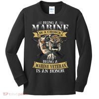 Being A Marine Veteran Is An Honor Kids Long Sleeve Shirt thumb 0