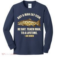 Buy A Man Eat Fish Joe Biden Kids Long Sleeve Shirt thumb 0