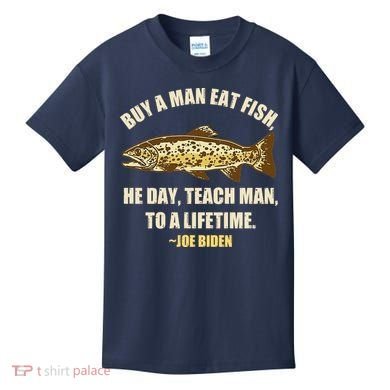 Buy A Man Eat Fish Joe Biden Kids T-Shirt