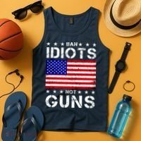 Ban Idiots Not Guns Tank Top thumb 4