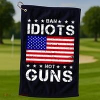 Ban Idiots Not Guns Golf Towel thumb 1