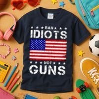 Ban Idiots Not Guns Kids T-Shirt thumb 3