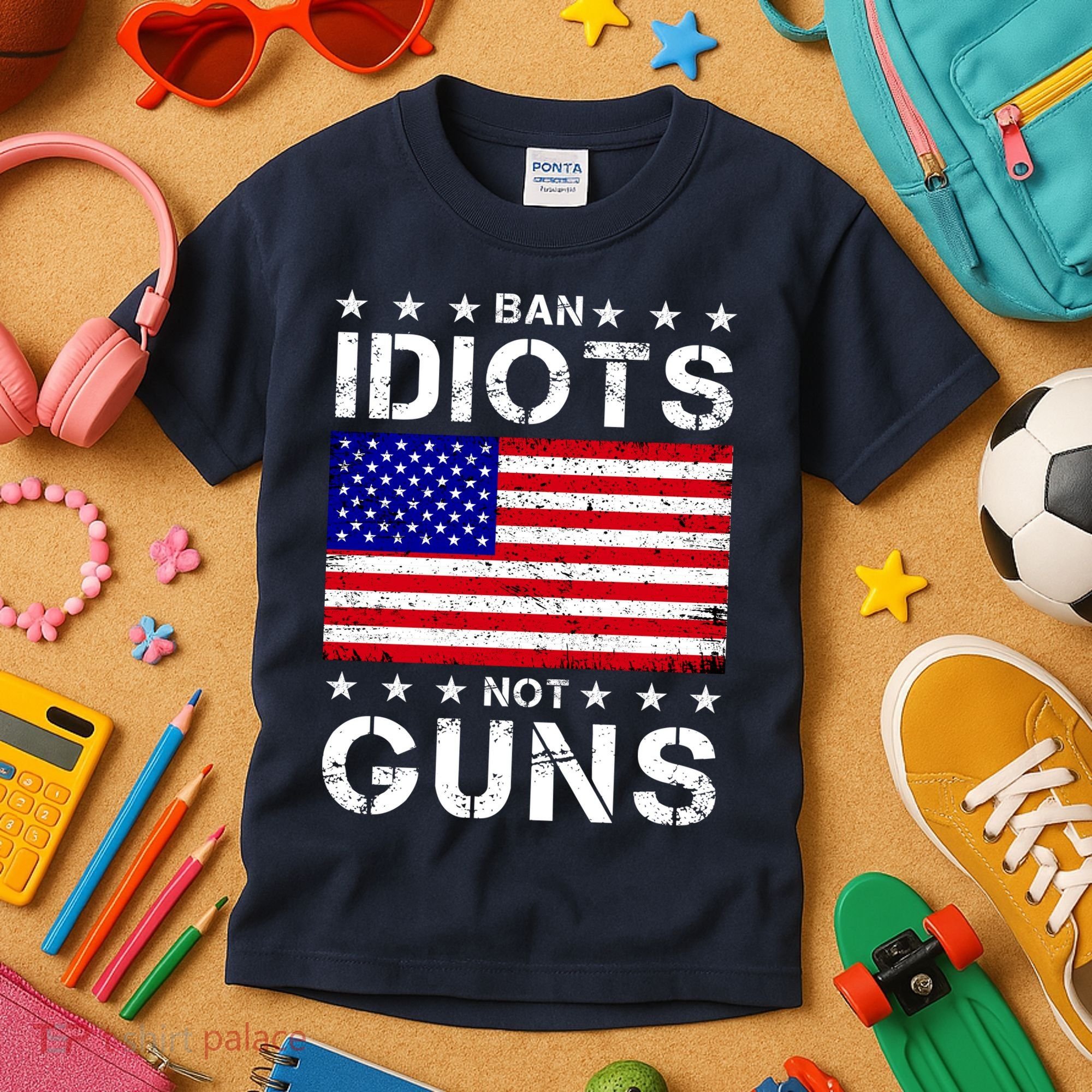 Ban Idiots Not Guns Kids T-Shirt