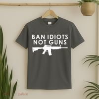 Ban Idiots Not Guns Gun Rights Logo T-Shirt thumb 2