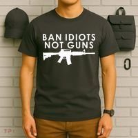 Ban Idiots Not Guns Gun Rights Logo T-Shirt thumb 6