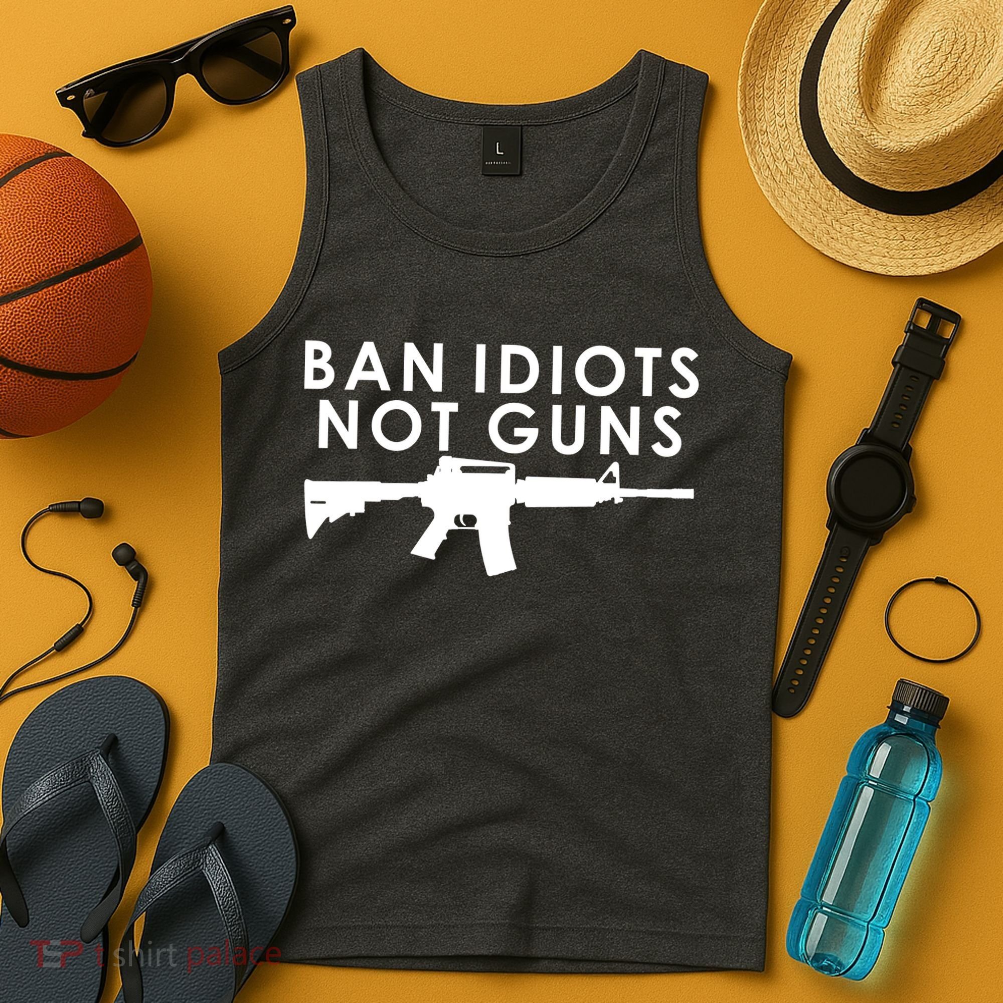 Ban Idiots Not Guns Gun Rights Logo Tank Top
