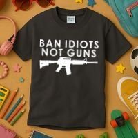 Ban Idiots Not Guns Gun Rights Logo Kids T-Shirt thumb 3