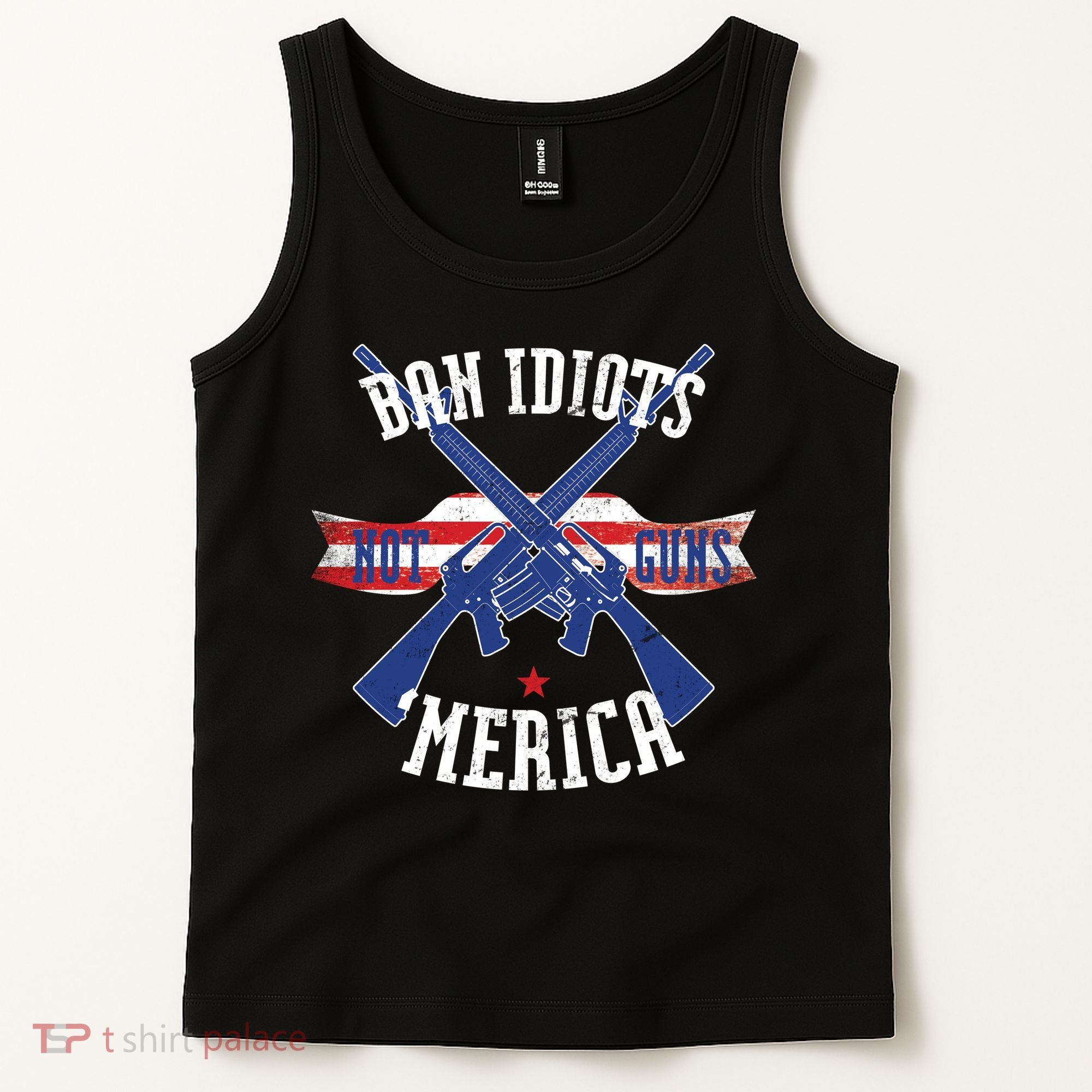 Ban Idiots Not Guns Merica Tank Top