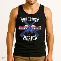 Ban Idiots Not Guns Merica Tank Top thumb 3