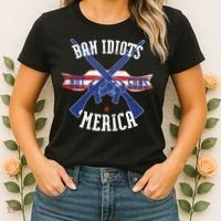 Ban Idiots Not Guns Merica Women's T-Shirt thumb 2