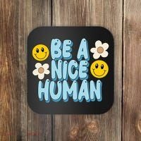 Be A Nice Human Cute Smile Retro Coaster thumb 0