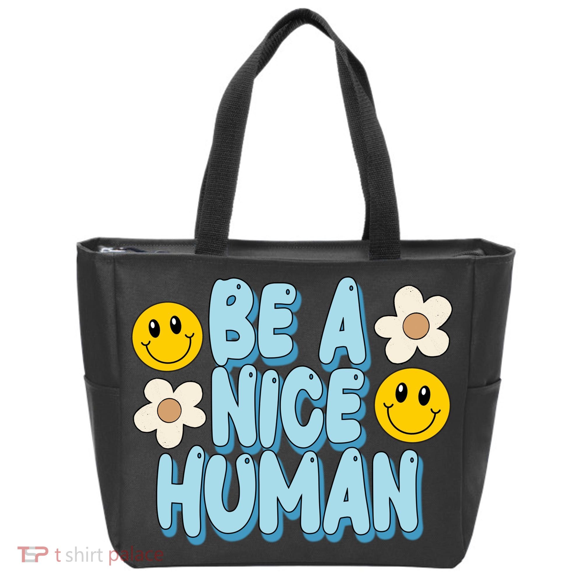 Be A Nice Human Cute Smile Retro Tote Bag
