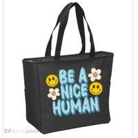 Be A Nice Human Cute Smile Retro Tote Bag thumb 2