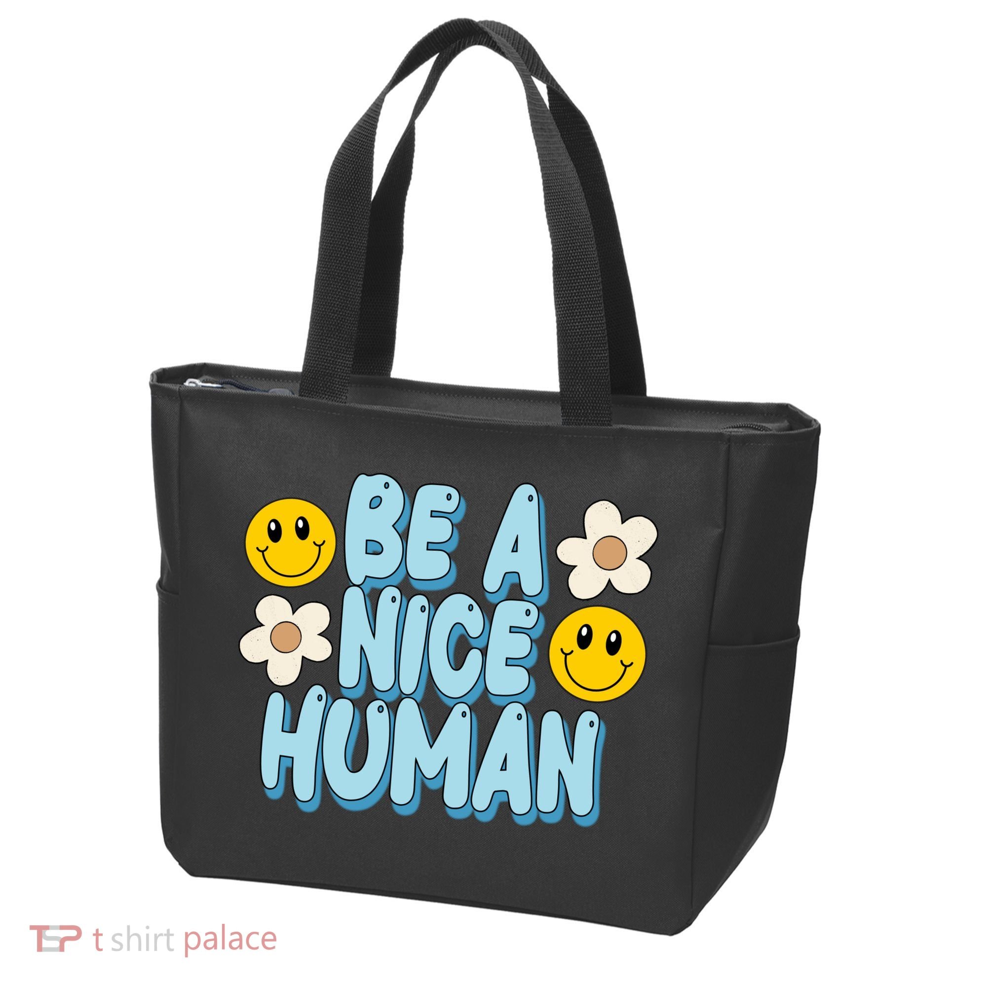 Be A Nice Human Cute Smile Retro Tote Bag