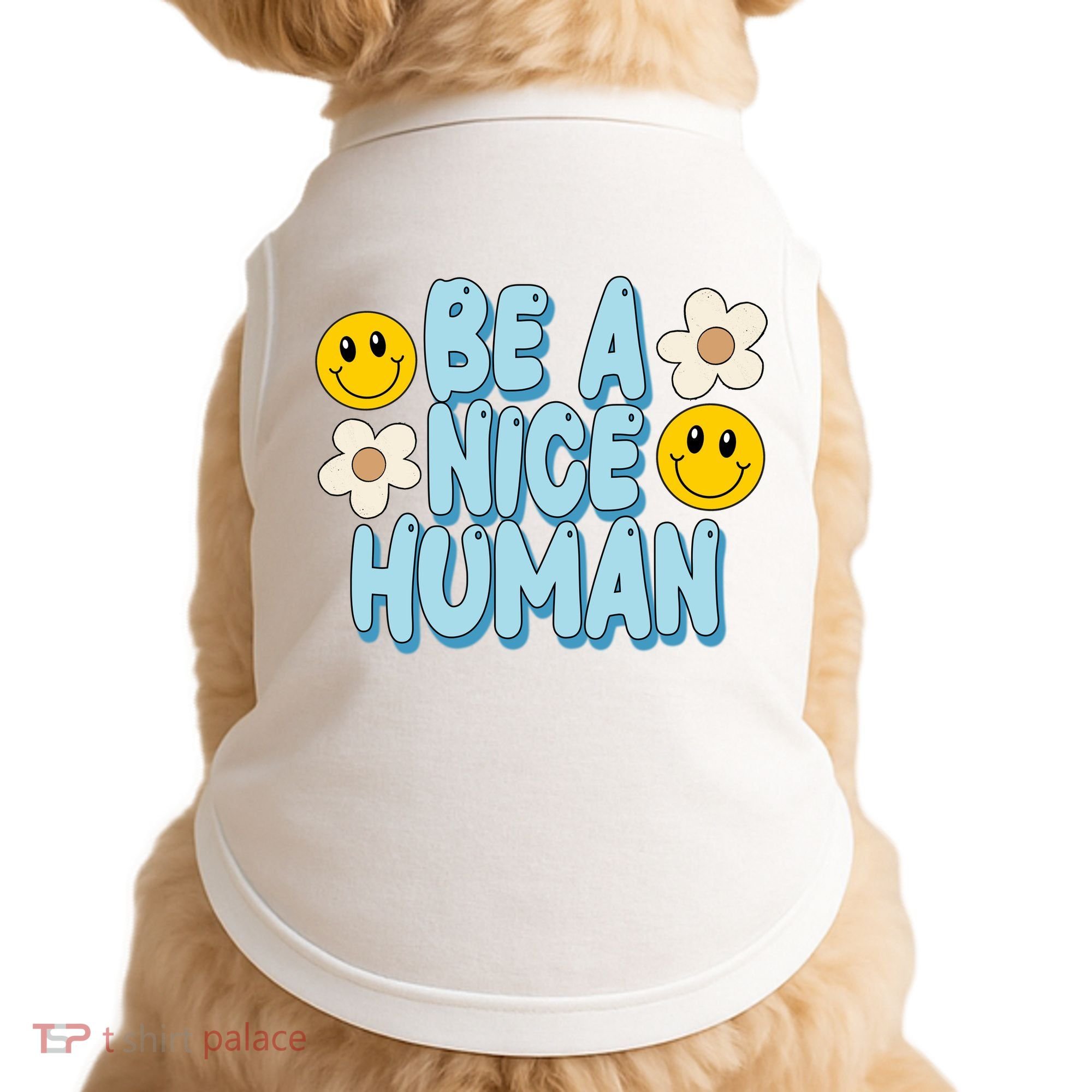 Be A Nice Human Cute Smile Retro Doggie Tank