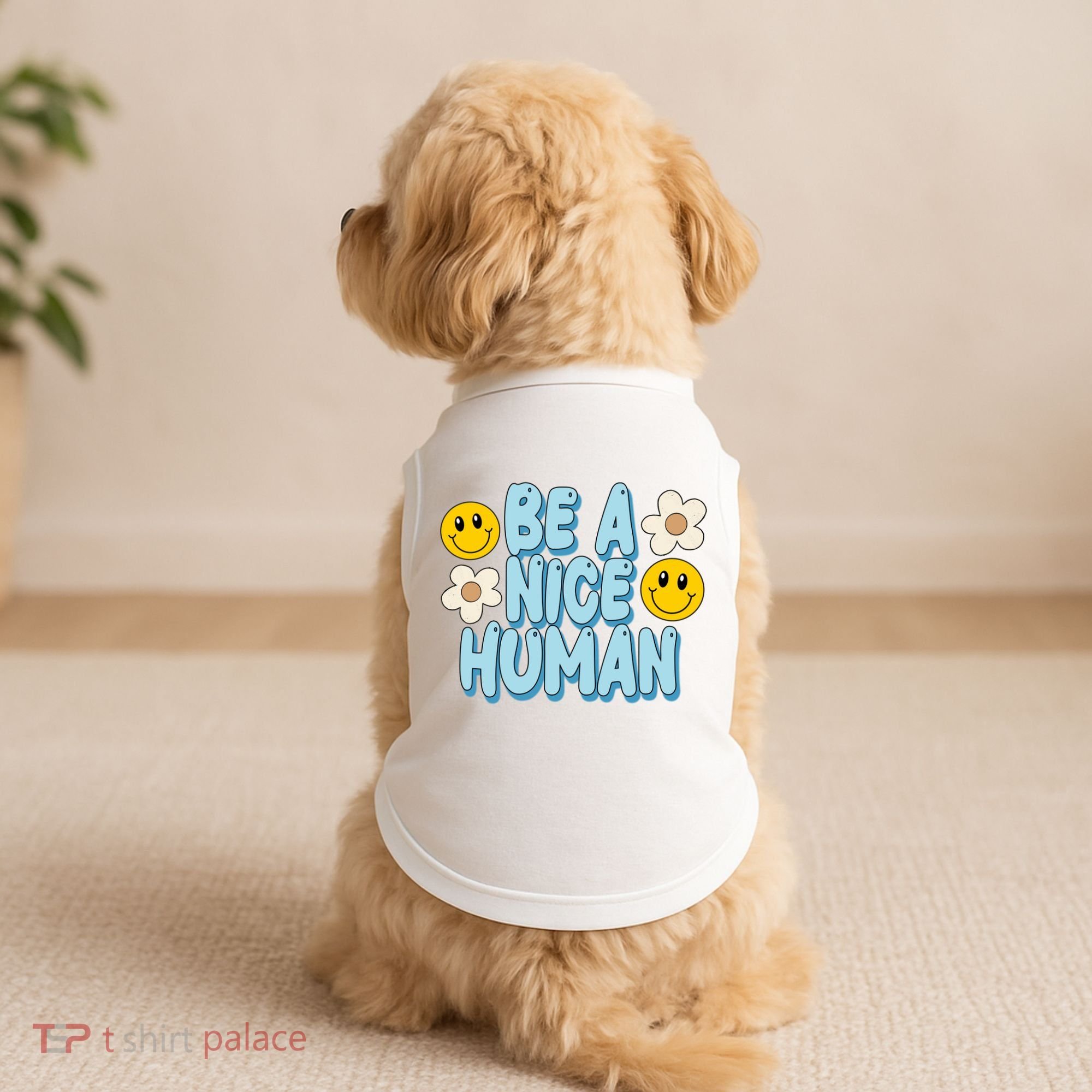 Be A Nice Human Cute Smile Retro Doggie Tank